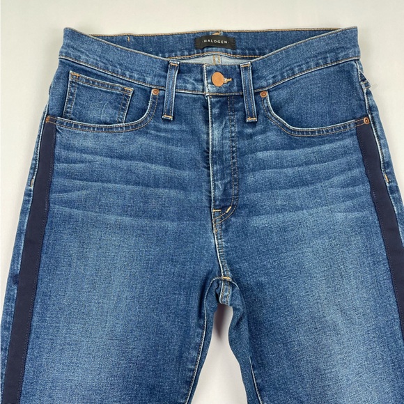 Halogen Jeans Straight Crop Womens Size 30x23” Frayed Ankle Embroidered Denim - Picture 3 of 14